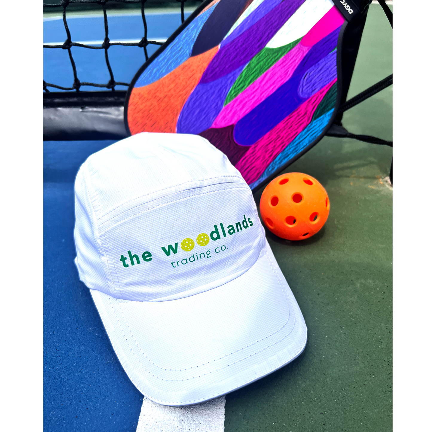 Pickleball | The Woodlands Performance Reflective Sport Cap | Blue Text